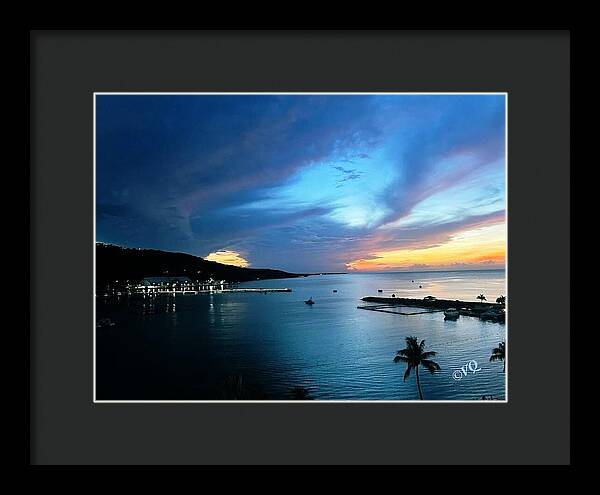 Vibrant Sunset Over Calm Waters - Framed Print