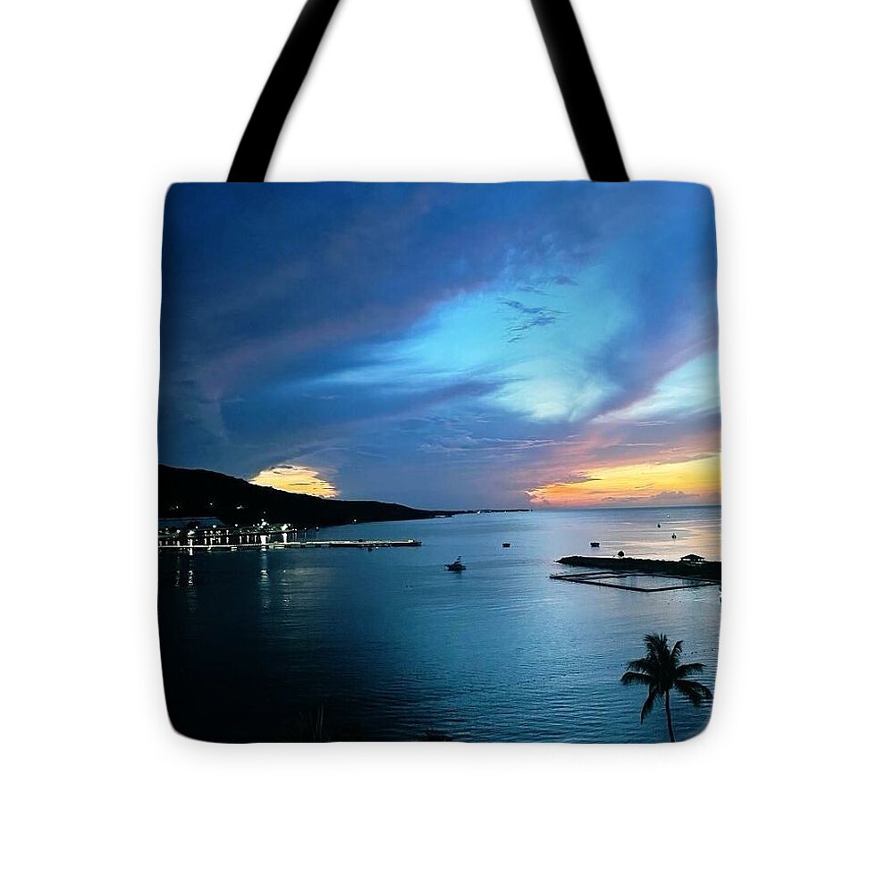 Vibrant Sunset Over Calm Waters - Tote Bag