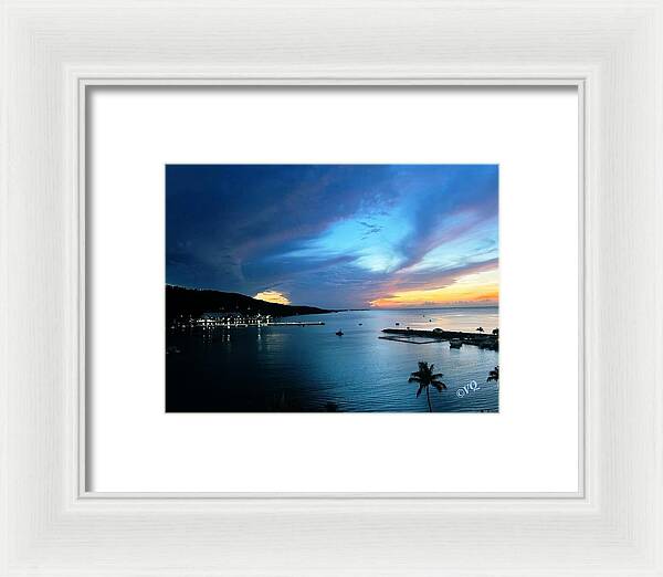 Vibrant Sunset Over Calm Waters - Framed Print