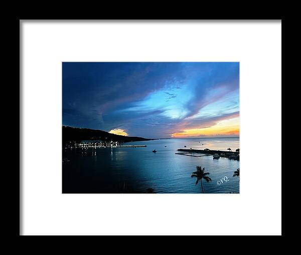 Vibrant Sunset Over Calm Waters - Framed Print