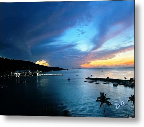 Vibrant Sunset Over Calm Waters - Metal Print
