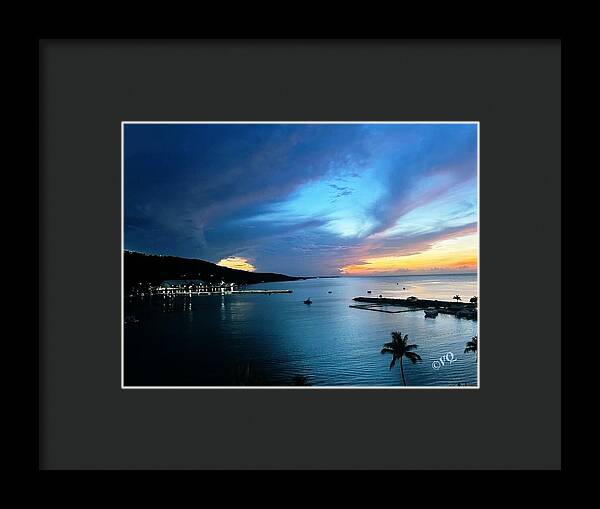 Vibrant Sunset Over Calm Waters - Framed Print