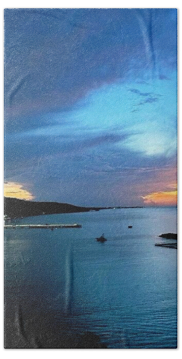 Vibrant Sunset Over Calm Waters - Beach Towel